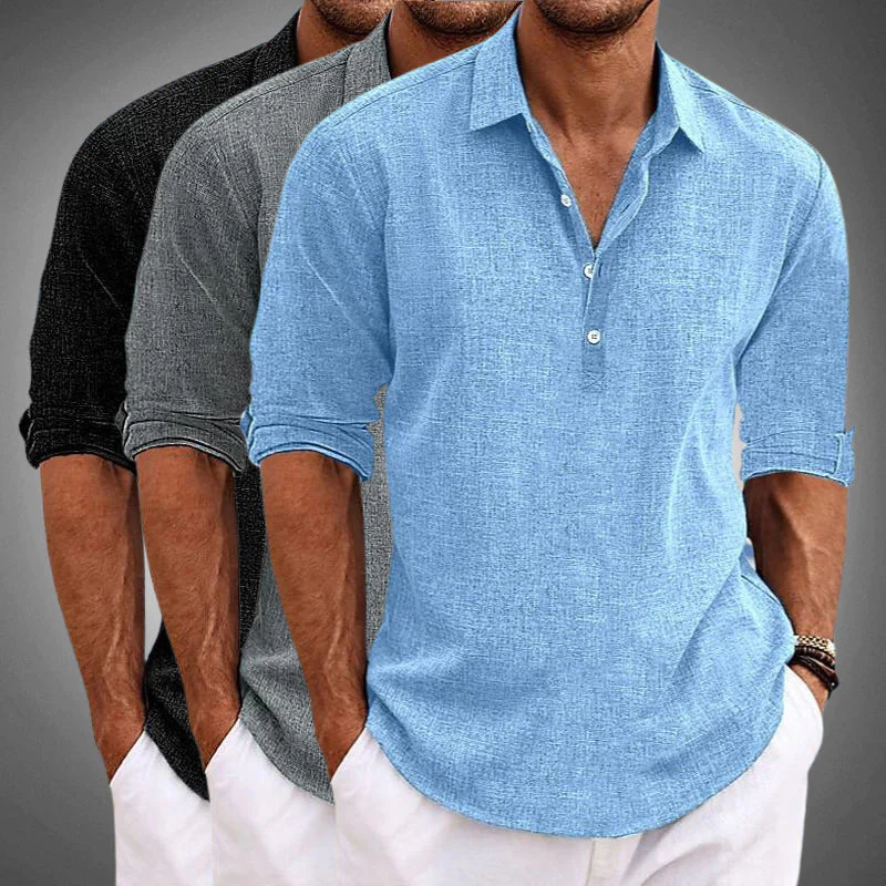 Camisole décontractée pour homme - Chiusura a Bottoni - Vestibilità Regolare - Maniche Lunghe in Tessuto Traspirante – Image 3