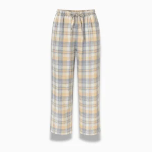 Pantalon Pyjama Femme en Coton à Carreaux – Taille Élastique, Coupe Droite