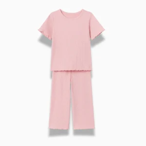 Pyjama Enfant Fille – Ensemble Coton Extensible Col Rond