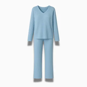 Ensemble Pyjama Femme Col V – Manches Longues & Pantalon Long