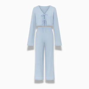 Ensemble Pyjama Femme Coton – Haut Col V & Pantalon Fluide