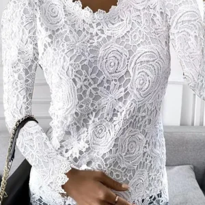 Elégant top en dentelle à imprimé floral pour femmes