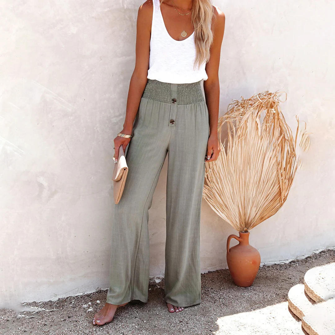Pantalon tendance à taille haute et à jambe large pour les femmes, pour un look élégant et confortable – Image 2