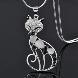 Collier Chats d'Amour en Argent Sterling et Encrusté de Zirconia