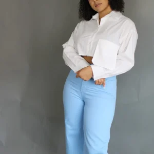 Chemise femme cropped blanche