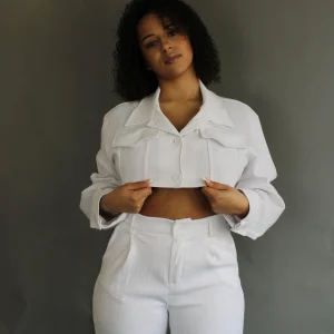 Blazer cropped blanc femme