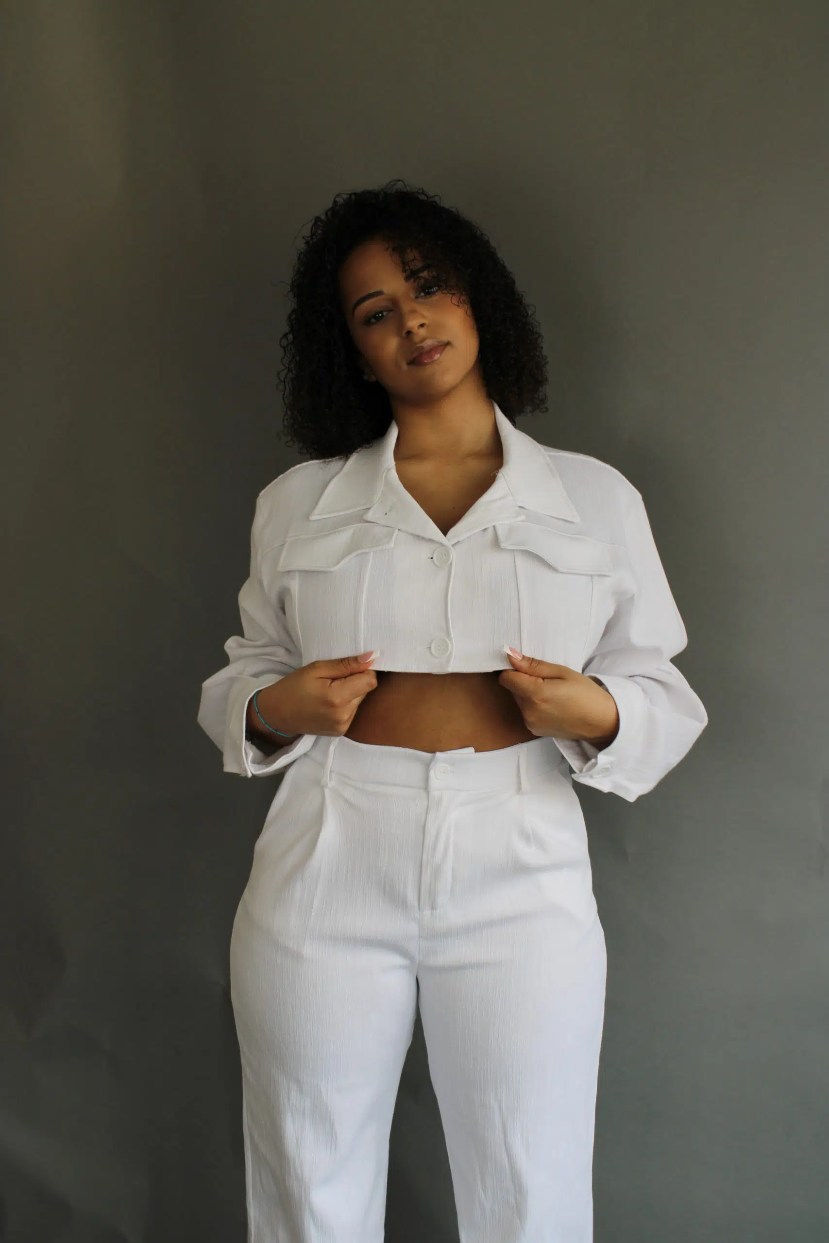 Blazer cropped blanc femme