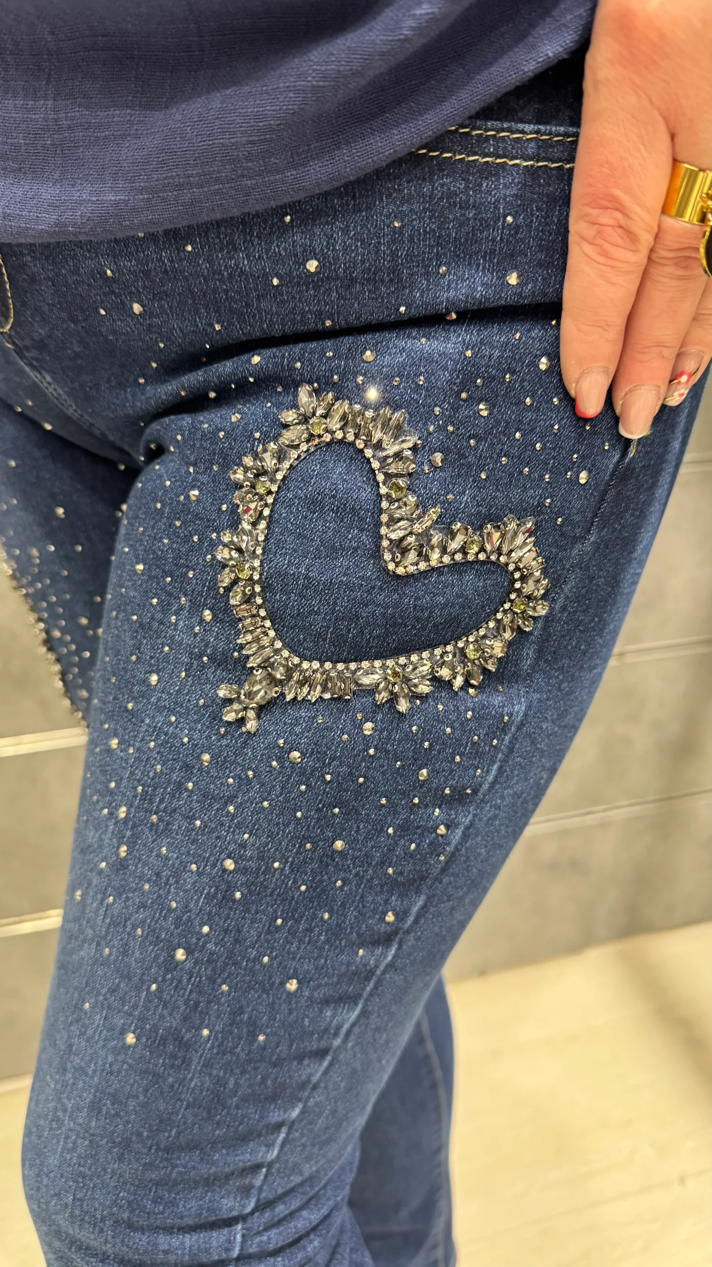 Jeans strass coeur "Maria"