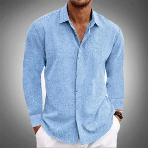 Chemise homme à boutons - coupe slim - manches longues - coton respirant - col pointu élégante