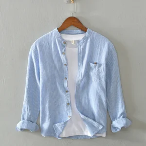 Camisa de manga larga para hombre con rayas ligeras y estilo elegante