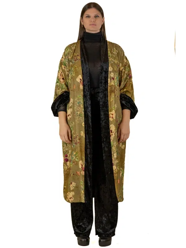 Kimono long floral en chenille