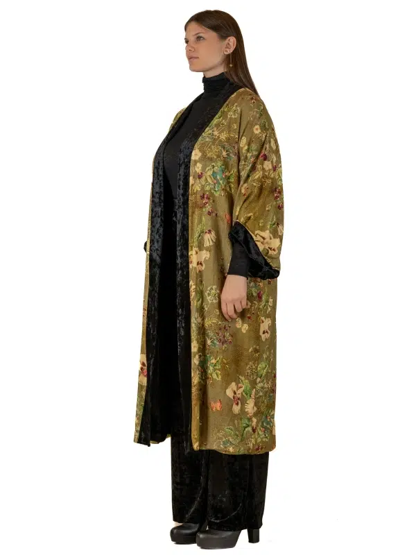Kimono long floral en chenille – Image 2