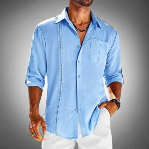 Camisole pour homme à manches longues avec collet classique - Leggera et traspirante, perfetta per uno stile casual ed elegante