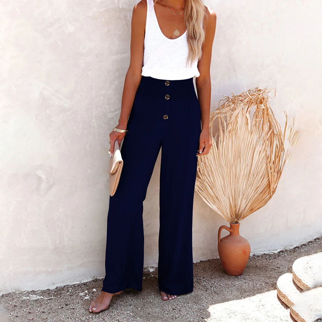 Pantalon tendance à taille haute et à jambe large pour les femmes, pour un look élégant et confortable – Image 4
