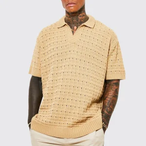 Polo en tricot pour hommes - Coupe confortable - Col en V - Manches courtes - Mélange de coton respirant
