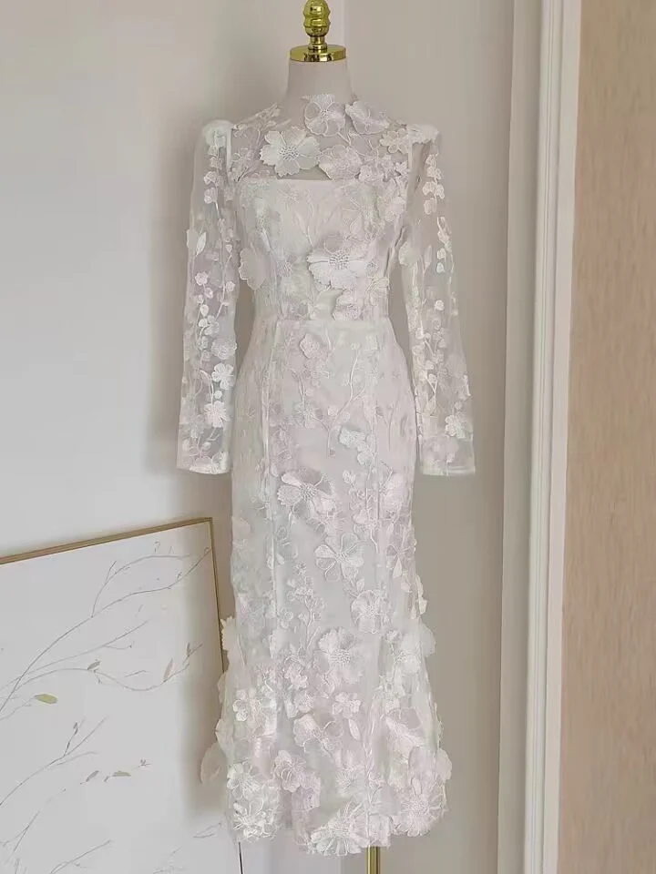 Robe Sirène à Motifs Floraux – Manches Longues – Image 7