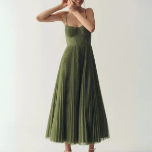 Axelle | Robe Midi Élégante à Dos Ouvert pour Femmes en Polyester