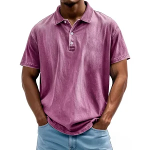 Polo Relaxed Fit pour hommes - Vintage Washed Look, Short Sleeve CasualStyle
