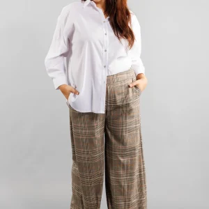 Pantalon palazzo à carreaux Grande Taille