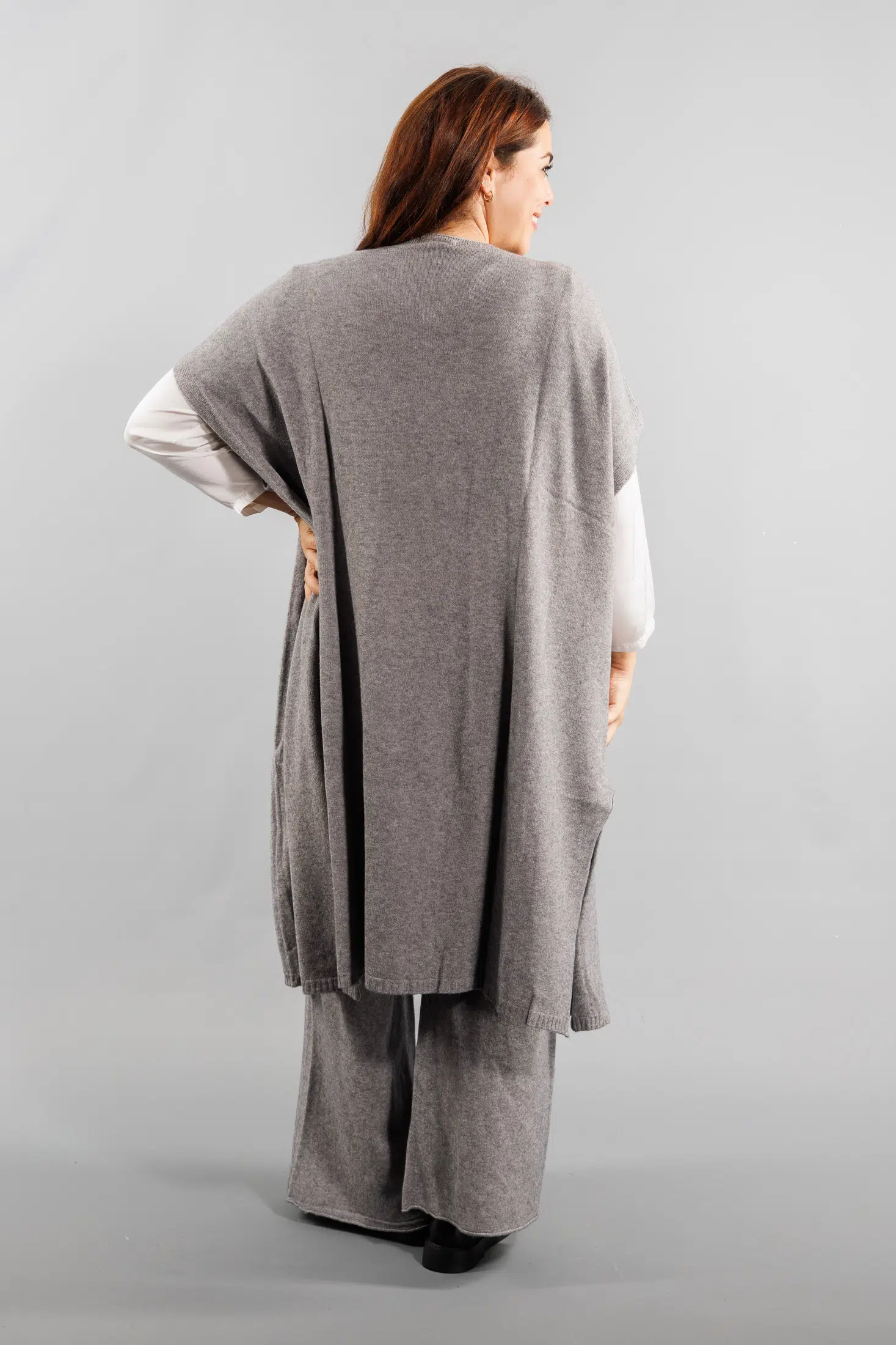Gilet long Gris grande taille – Image 2