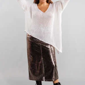 Pull maille asymétrique blanc Grande Taille