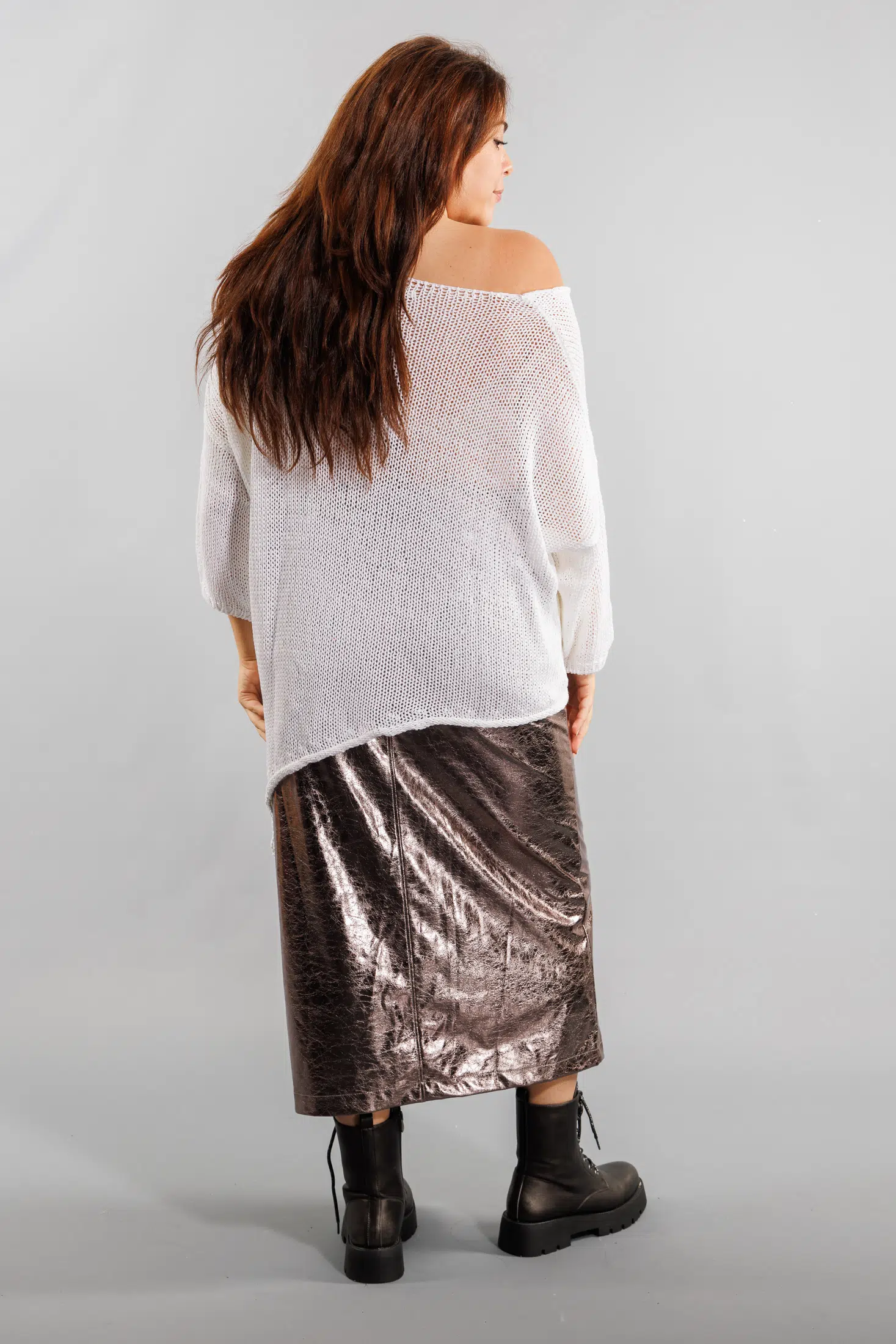 Pull maille asymétrique blanc Grande Taille – Image 2