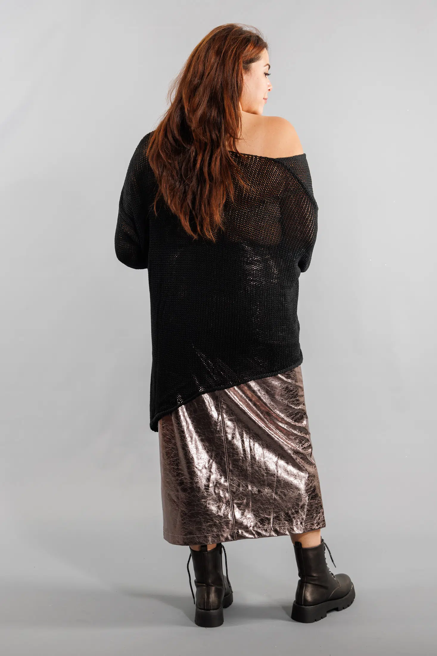 Pull maille asymétrique noire Grande Taille – Image 4