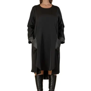 Robe fluide à poches simili cuir