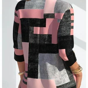 T-shirt graphique élégant pour femmes - blouse moderne noire et rose pour un look branché