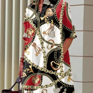 Robe Vintage à Coupe A Élégante en Mélange de Coton Style Rétro