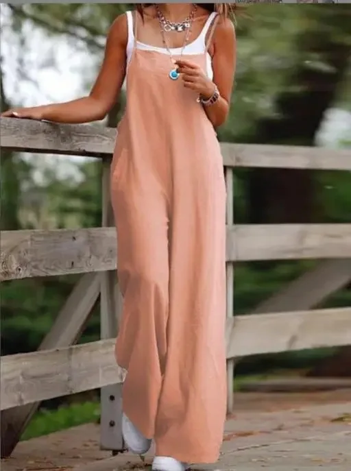 Combinaison en lin confortable pour femme, avec une coupe décontractée - parfaite pour le confort et le style de tous les jours – Image 4