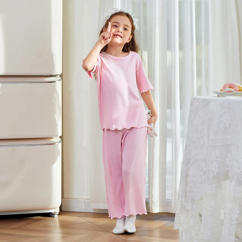 Pyjama Enfant Fille – Ensemble Coton Extensible Col Rond – Image 3