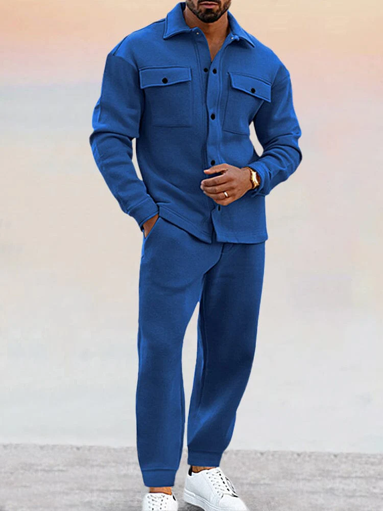 Set sportiv pentru bărbați - cămașă cu nasturi și pantaloni athleisure pentru un stil confortabil și eleganță casual