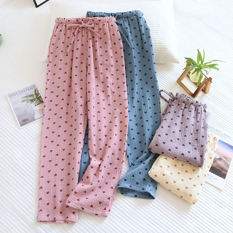 Pantalon Pyjama Femme Coton – Motif, Taille Élastique – Image 4