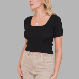Top En Maille noir court