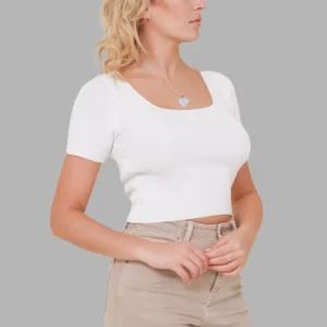 Top en maille blanc court
