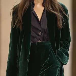 Elegante Damen Velvet Anzug - Stilvolles Blazer- und Hose-Set für Damen