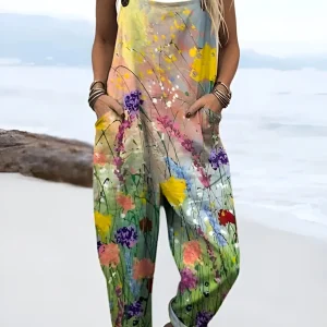 Elovoix™ | Combinaison vintage à motifs floraux pour femmes et impression artistique