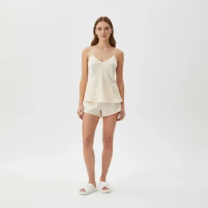 Ensemble Pyjama Satin Femme à Dentelle Élégant – Brume d’Aurore