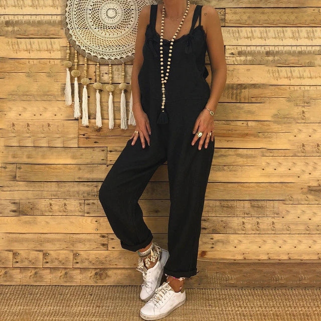 Élégante salopette vintage en lin pour femme - salopette confortable pour le style et la détente au quotidien – Image 5