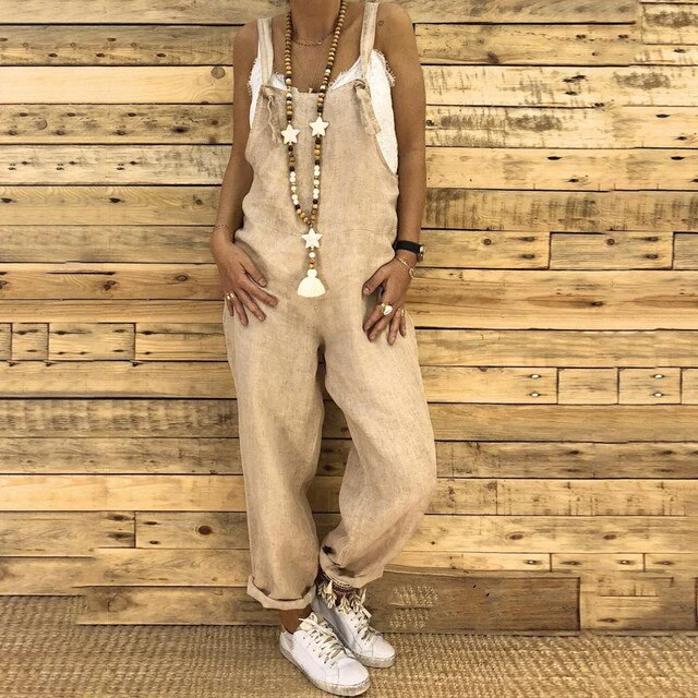 Élégante salopette vintage en lin pour femme - salopette confortable pour le style et la détente au quotidien – Image 6