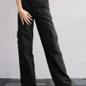 Pantalon cargo pour femmes - Taille haute fonctionnelle pour des vêtements de ville élégants et polyvalents