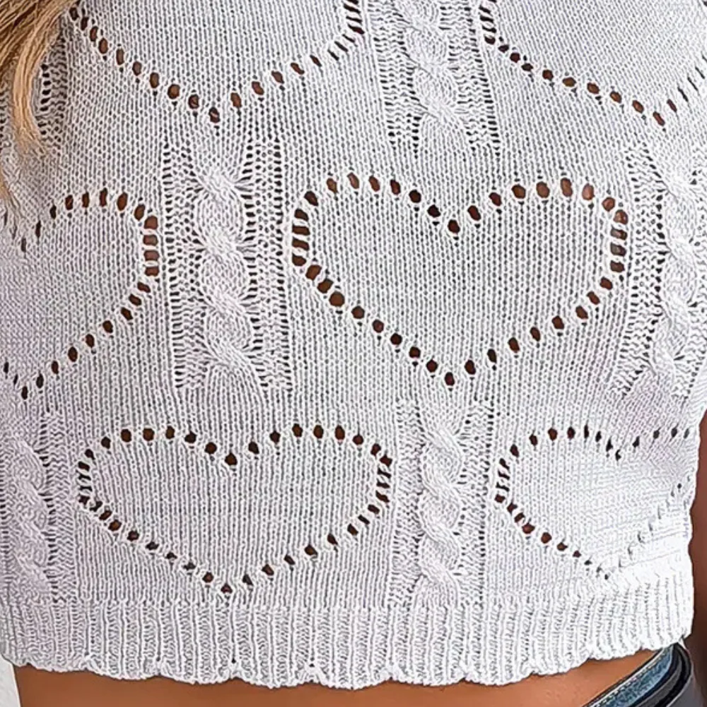 Top court en tricot avec motif en forme de cœur pour femmes – Image 3
