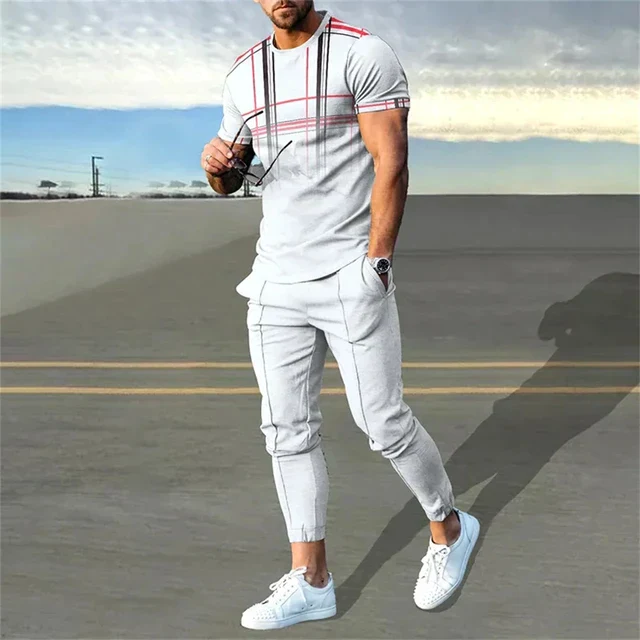 Ensemble deux pièces pour hommes : t-shirt à manches longues et pantalon avec bloc de couleurs pour un style moderne – Image 4