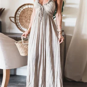 Elegant Beige Maxi Dress - Hesja pour un look éblouissant