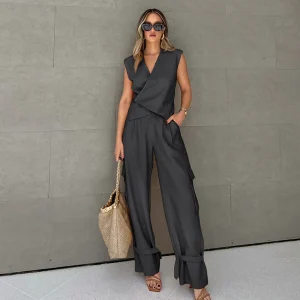 Salopette asymétrique deux pièces pour femme