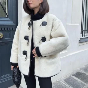 Manteau en laine chenille rétro