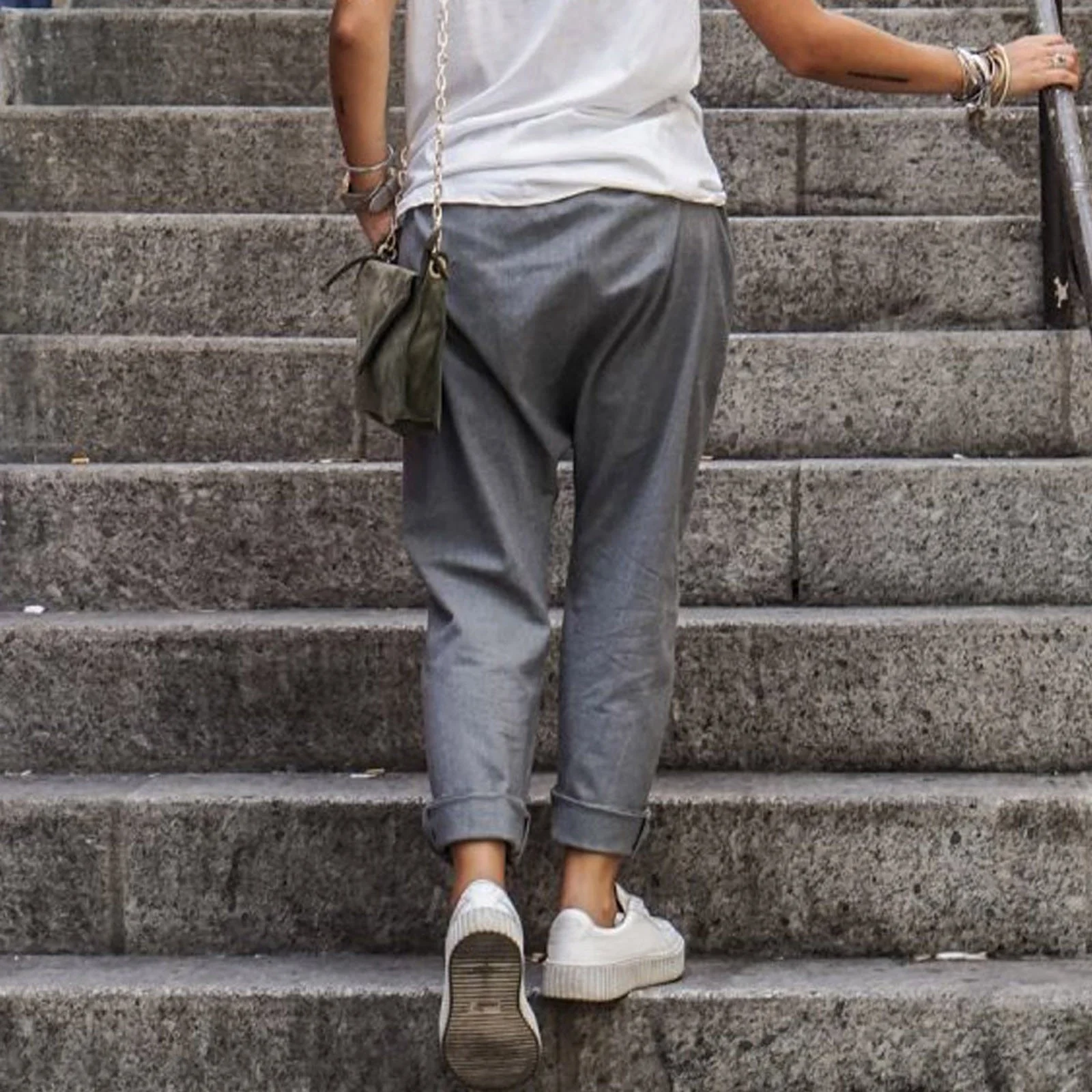 Pantalon femme fuselé en coton, élégant et confortable, pour un look décontracté et élégant – Image 2
