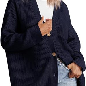 Cardigan surdimensionné pour femmes avec col en V et fermeture à boutons pour un look élégant et confortable