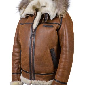 Aron - Veste Bomber avec Capuche en Fourrure